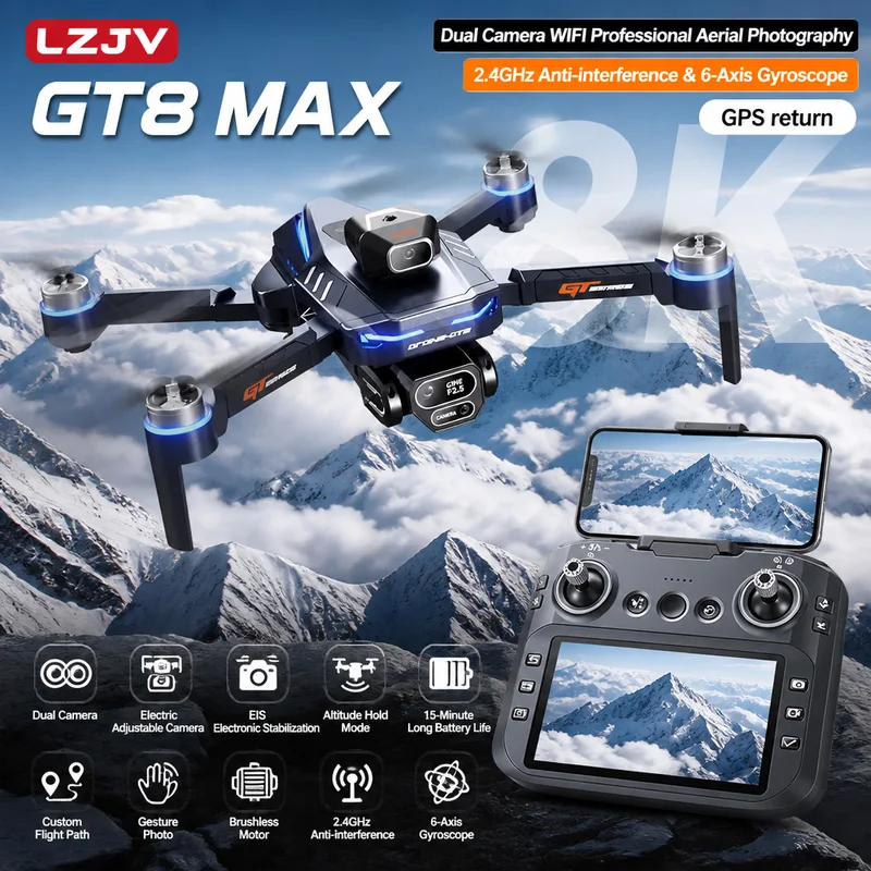 Drone Camera Night Vision - GT8 Max Foldable Drone 8K HD