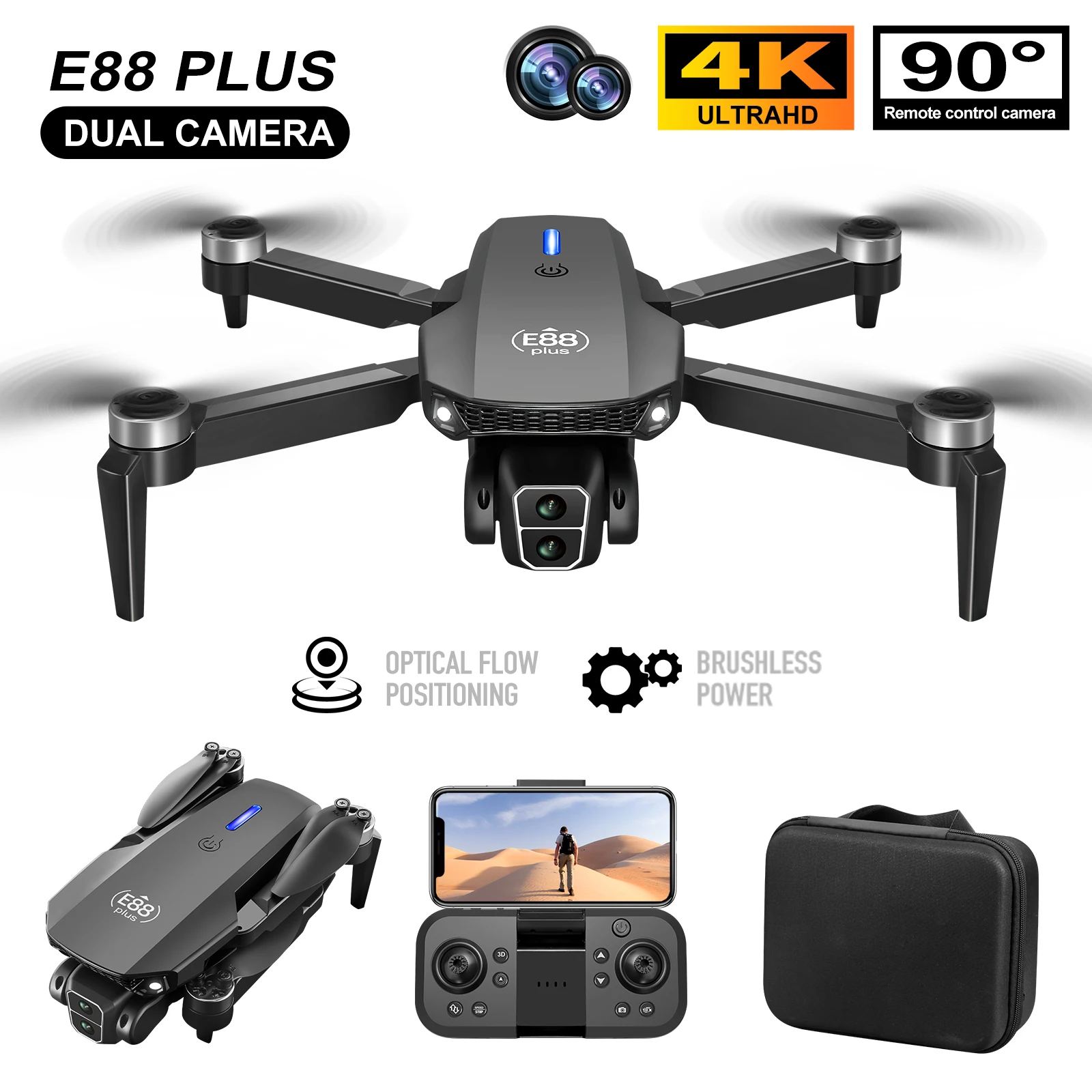 New E88 Plus Quadcopter Drone: - Drone Camera Hd ulasan dan harga